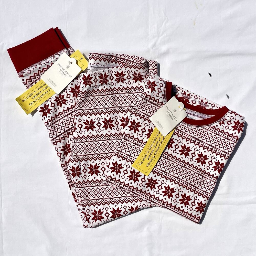 Restoration Hardware Baby & Child Fair Isle Pajama Set Unisex Kids 9 Red Cotton